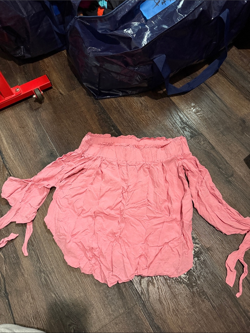 H&M Dusty Pink Smocked Off-Shoulder Top